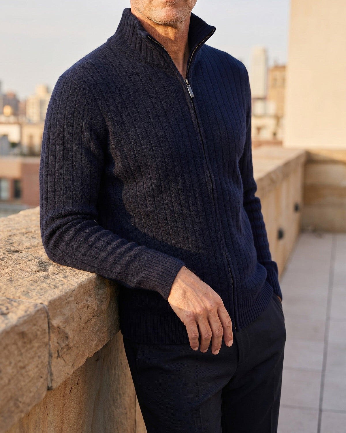Angelo Cashmere Zip Cardigan